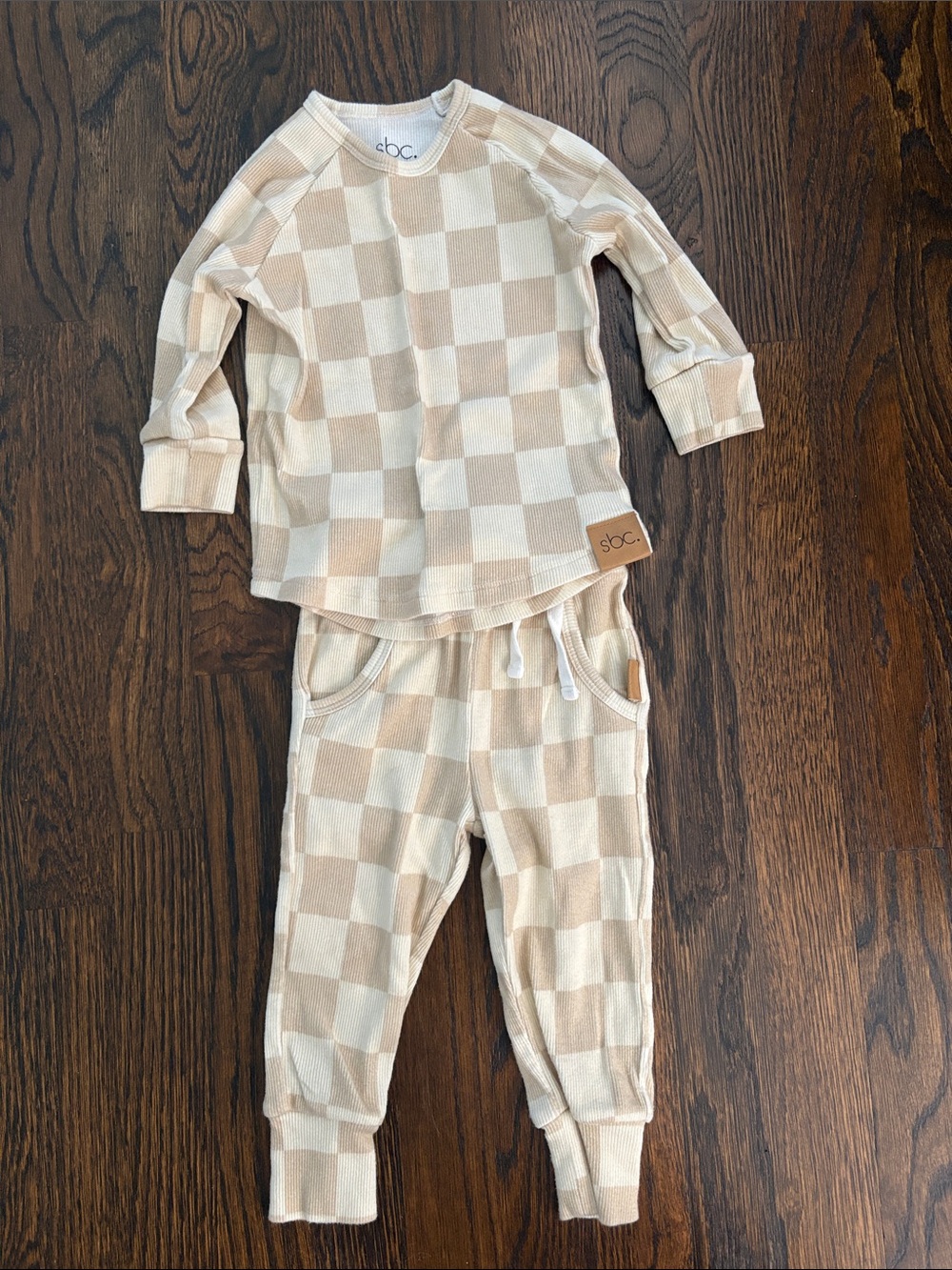 SBC 18-24M Beige Checkerboard Matching Set Rebel Bro